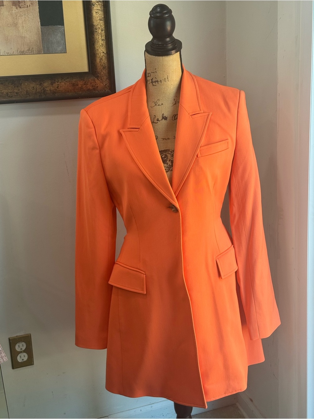 A.L.C. Bright Orange Tailored Single-Button Blazer